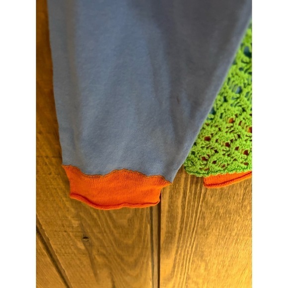 Orvis crochet overlay cardigan multi media open knit button up front Size L - Picture 5 of 7